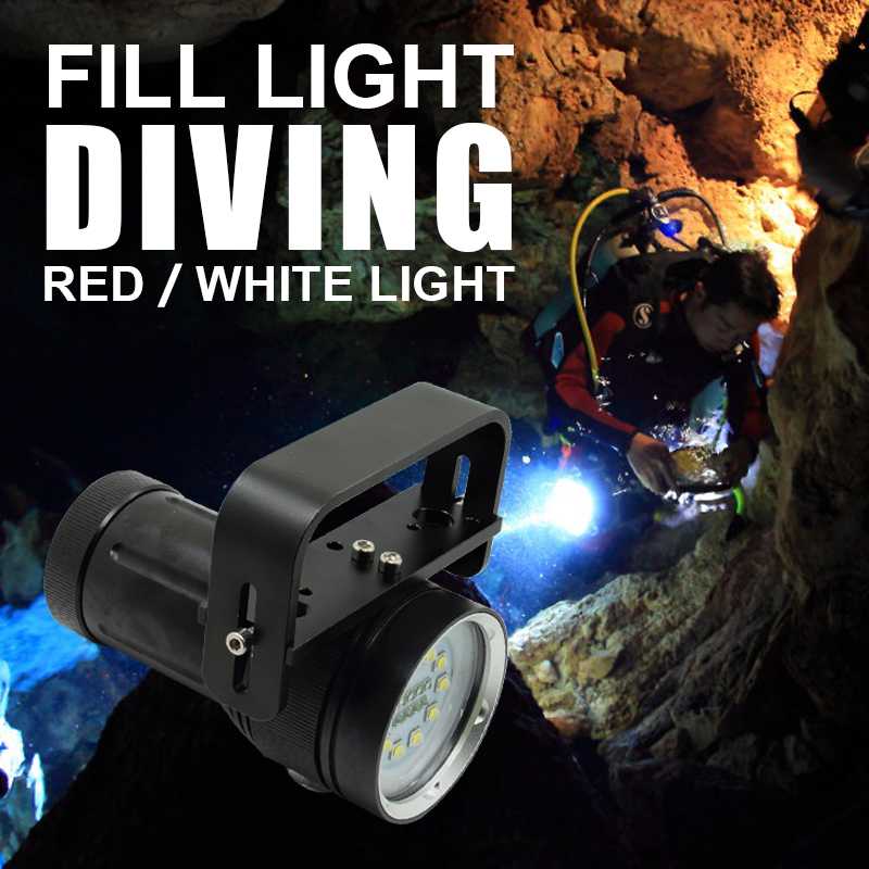 Underwater Diving LED Video Fill Flashlight. 3 Emitting Colors. 4*18650