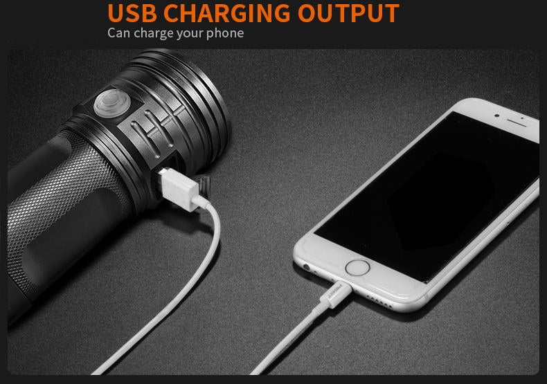 Flashlight Torch 3 Modes USB Charging. Power Bank Function. 4*18650