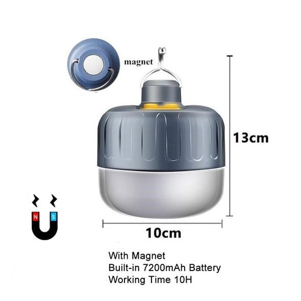 Portable Lantern Camping Lamp Waterproof with Hang Magnet. 7200 mAh rechargeable battery.