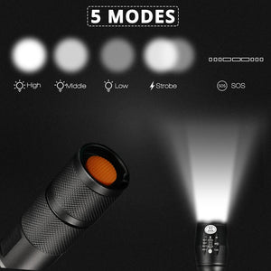 Mini Flashlight Waterproof Zoomable. 1*18650