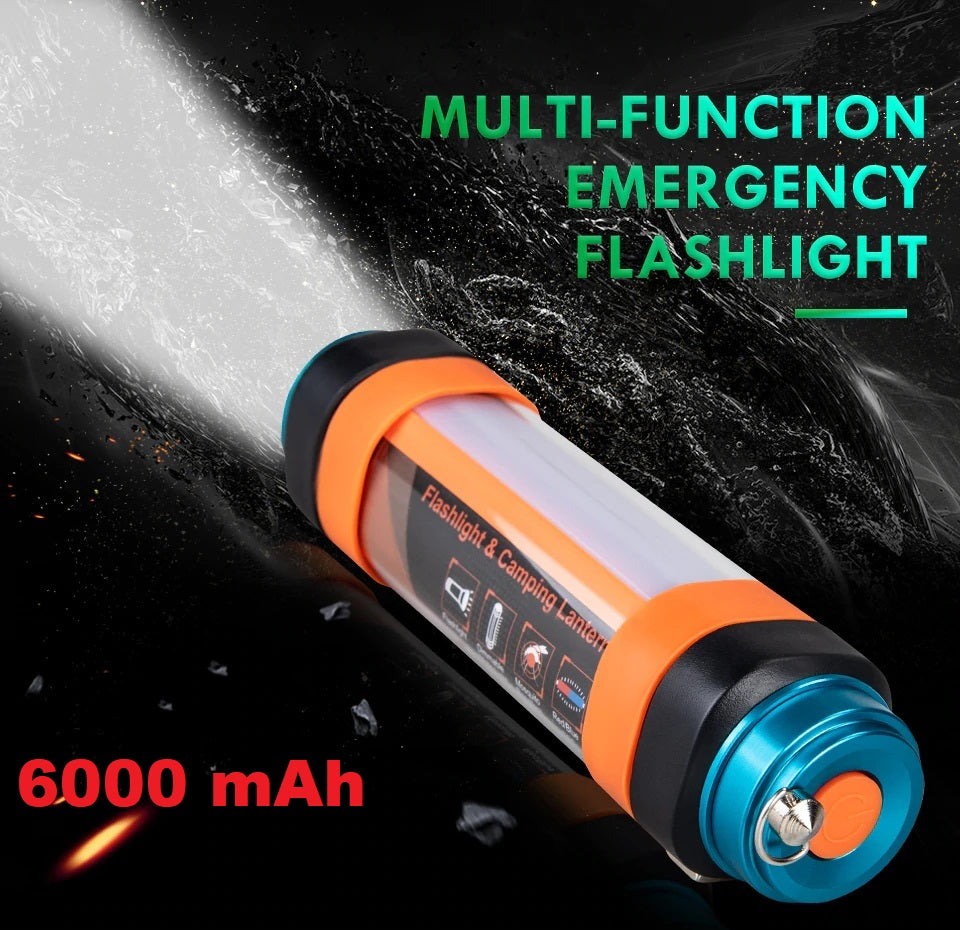 Camping Flashlight Lantern Waterproof. 6000 mAh Rechargeable Battery. Powerbank Function