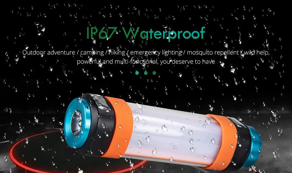 Camping Flashlight Lantern Waterproof. 2200 mAh Rechargeable Battery. Powerbank Function