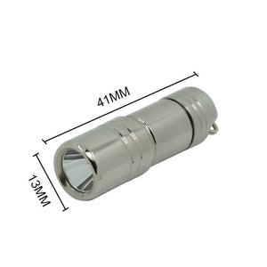 Pocket Mini LED Flashlight USB Rechargeable Waterproof Keychain. Silver Model