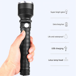 Powerful Flashlight XLamp XHP70.2 Rechargeable USB. Reforced Head. 2*26650