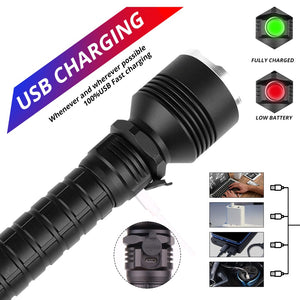 Powerful Flashlight XLamp XHP70.2 Rechargeable USB. Reforced Head. 2*26650