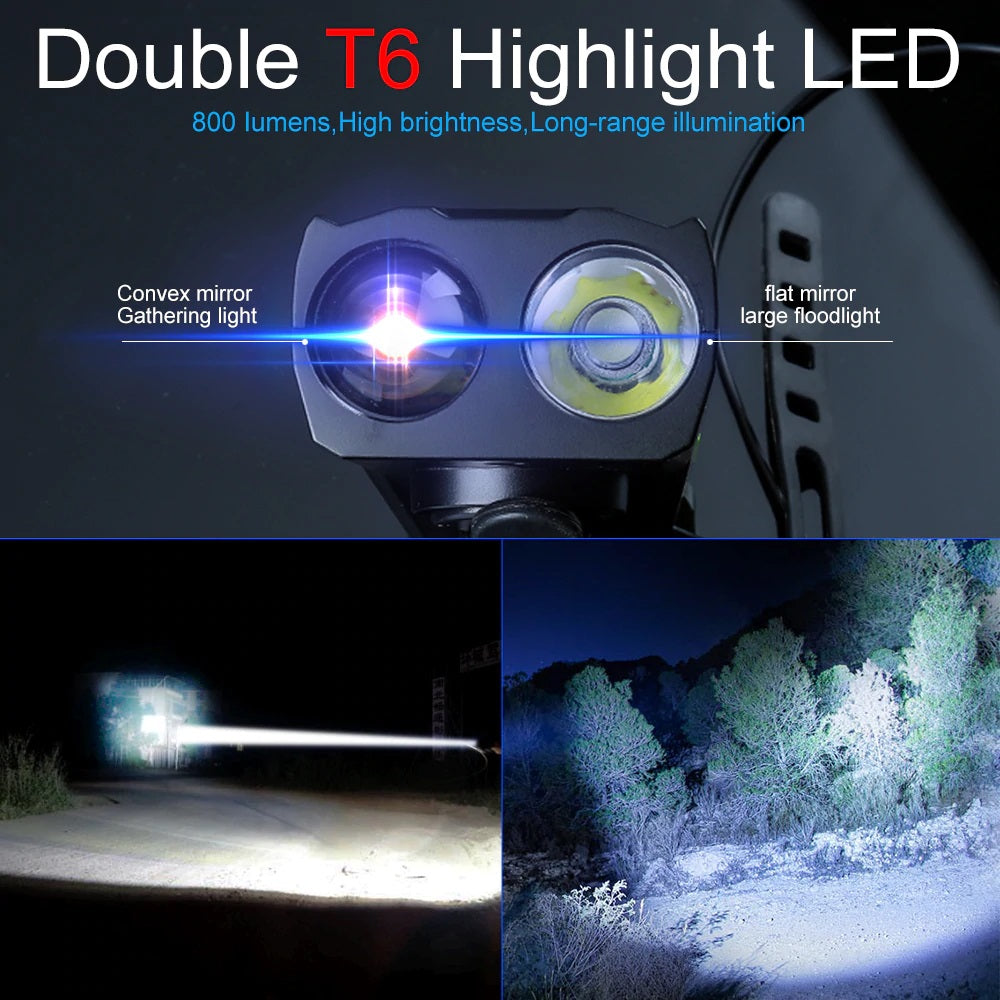 Bicycle Front Light Set Waterproof. USB Rechargeable 4000mAh With Horn. Rear Light Included