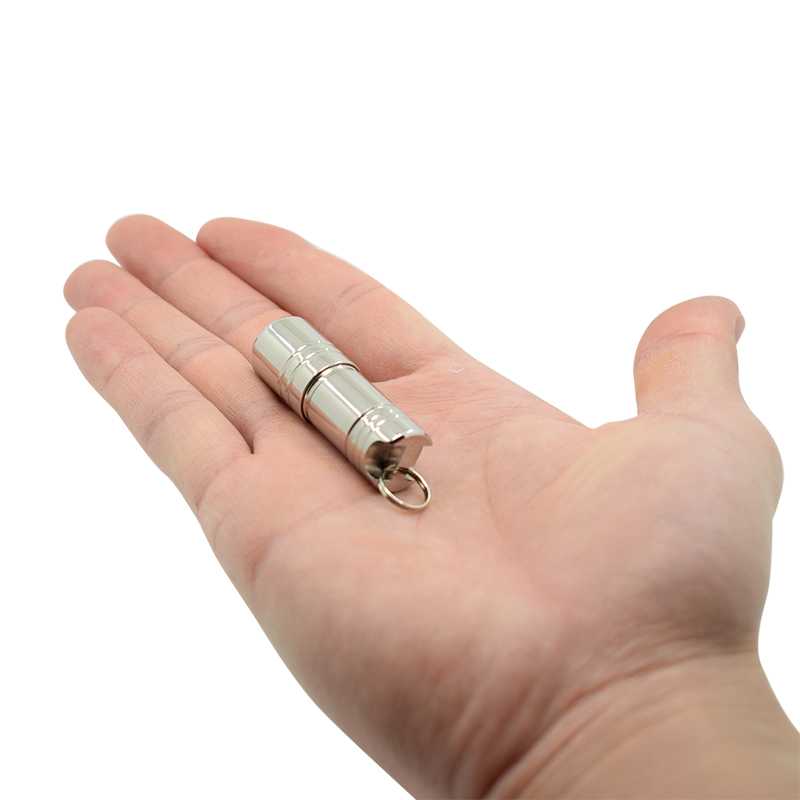 Pocket Mini LED Flashlight USB Rechargeable Waterproof Keychain. Silver Model